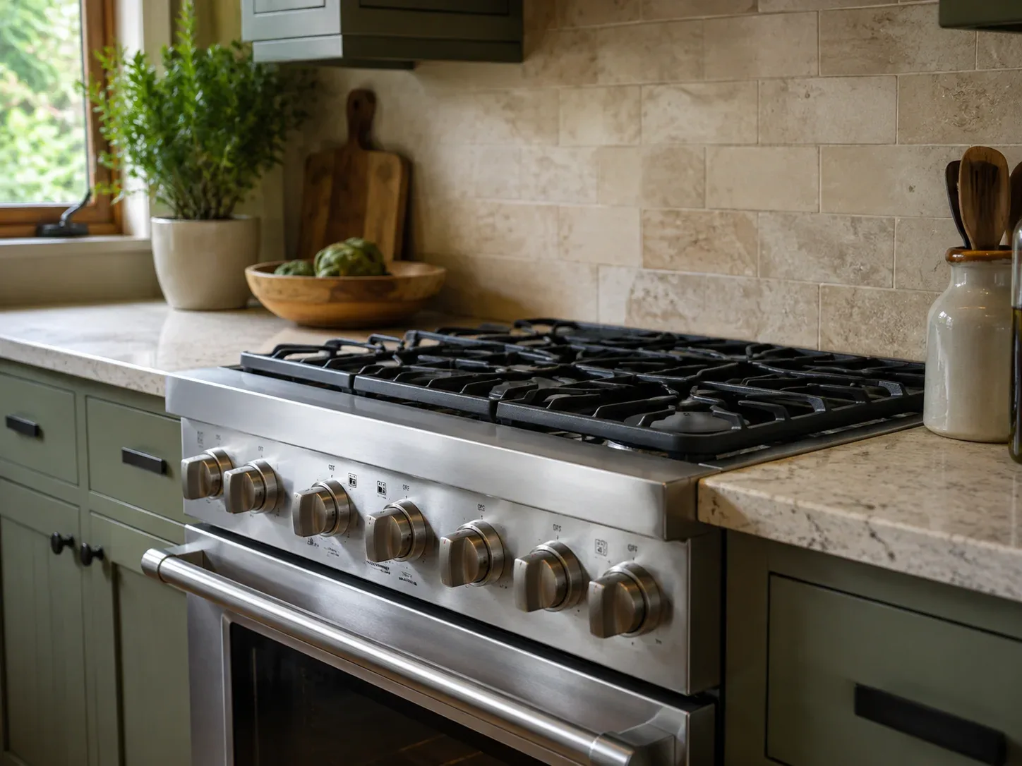 Residential stove range and cooktop