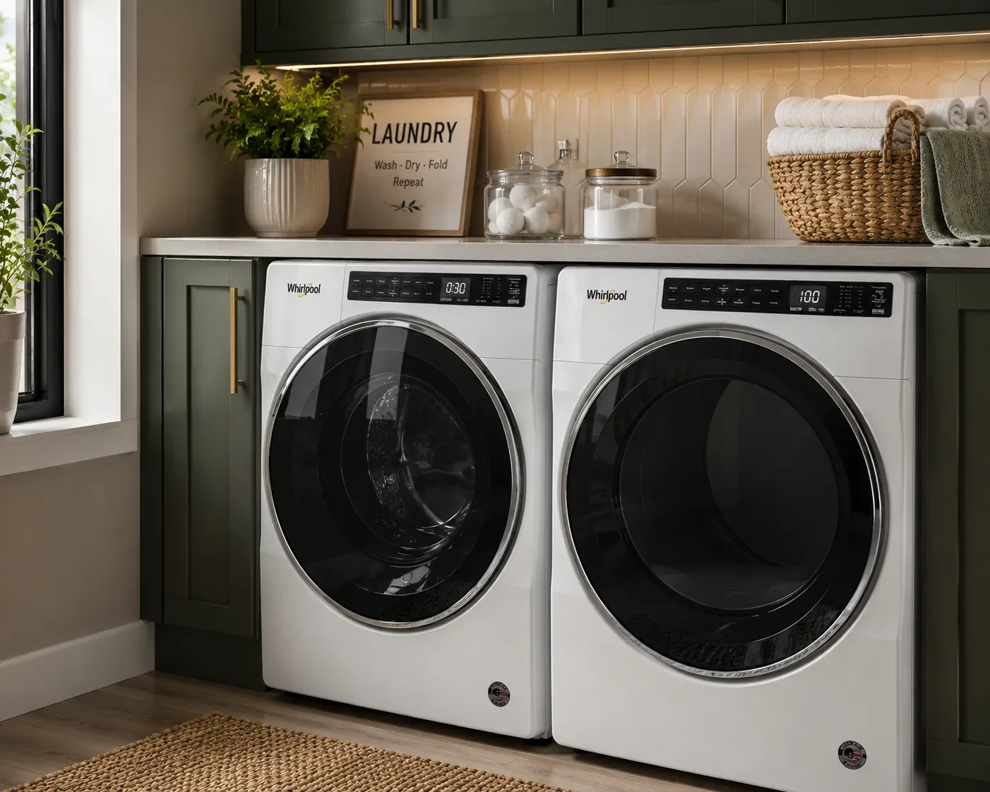 Whirlpool washing machine and laundry room