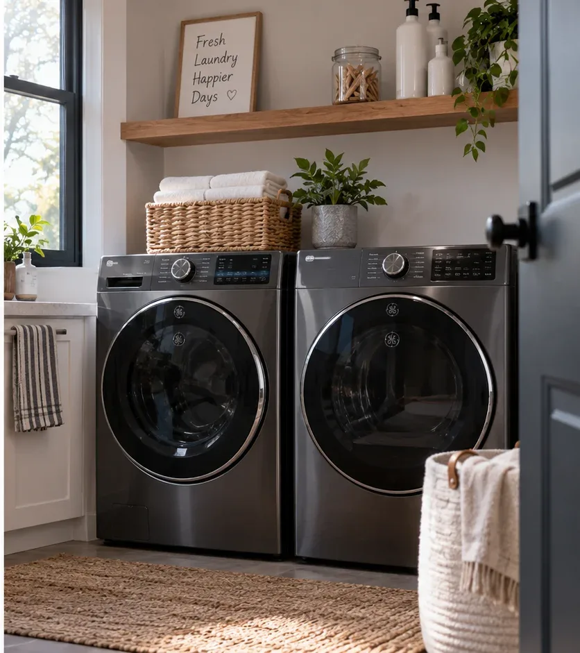 Modern laundry room with washer and dryer